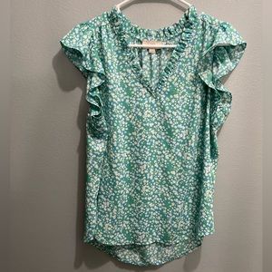 Loft Outlet Size M office wear, puff sleeve, ruffled neck top in great condition